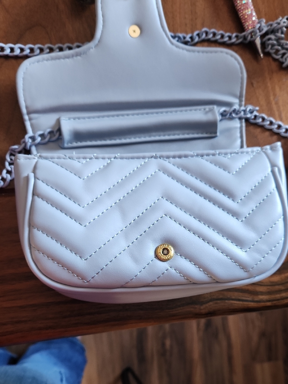 Fashion to Figure Quilted Crossbody Bag in Light Blue